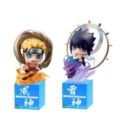 MegaHouse Naruto - NARUTO Shippuden: Fuujin Naruto Uzumaki & Raijin Sasuke Uchiha Set [Petit Chara Land]
